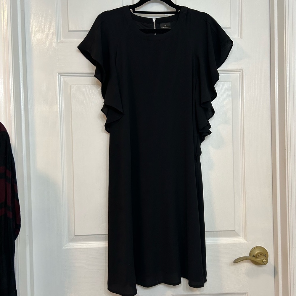 Worthington Black Midi Dress with Ruffle Sleeves